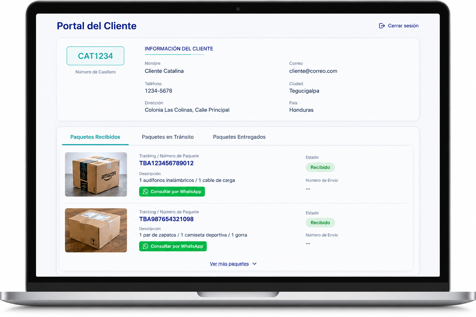 Portal del Cliente Catalina Cargo Honduras
